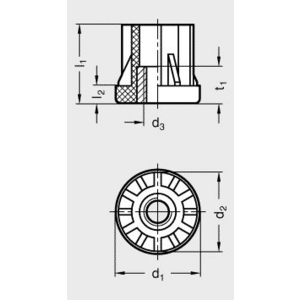 GN448-D38-D34-M12 Einsteckbuchse für Rundrohre Elesa