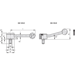GN.18413-MANIGLIA A RIPRESA ACCIAIO VITE FILETTATA GN 125-36-M10-32-D