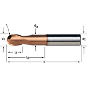 Ball-Nosed End Mill 1.5 mm Dormer norm