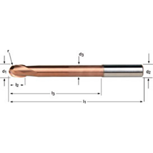 Ball-Nosed End Mill 2.0XD4 Dormer norm