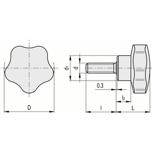 66497-VOLANTINO DI SER. A LOBI DUROPLASTO MAX PULIBILITA' PRIGIONIERO FIL. IN ACCIAIO INOX VC.192/50-SST-P-M10X30