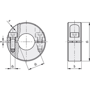 GN.36788-ANELLO DI BLOCCAGGIO SCOMPONIBILE FISSAGGIO A PRESSIONE ACCIAIO BRUNITO GN 707.2-36-B16-ST