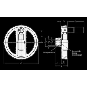 GN924.3-140-B16-R-SW Umleggriff-Speichenrad schwarz matt KU-beschichtet