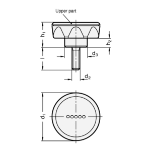 GN636.4-45-M8-30-DOR Sterngriffschraube Oberteil orange