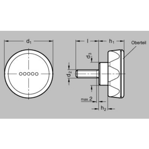 GN636.4-45-M8-30-DOR Sterngriffschraube Oberteil orange