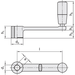 GN.56852-MANOVELLA ACCIAIO INOX FORO QUADRO H11 GN 269-80-V10