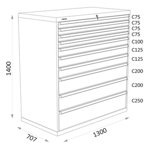 ARMOIRE 10 TIROIRS BLEU MARTELE