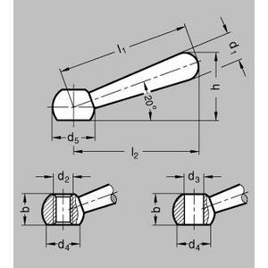 GN204-20-B16-L Verkürzter Kegelgriff schräg