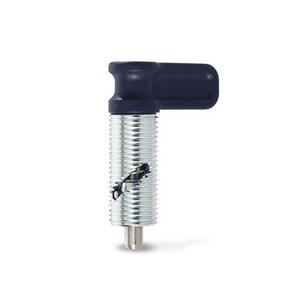 GN.36945-PISTONCINO DI POSIZIONAMENTO A MOLLA CON LEVA ARRESTO IN POSIZIONE RETRATTA ACCIAIO GN 712-8-M16X1,5-R