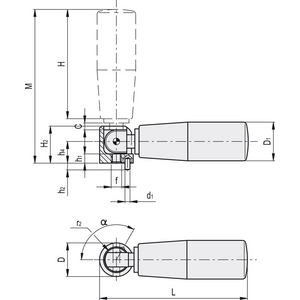 28475 - IMPUGNATURA RIBALTABILE DI SICUREZZA TECNOPOLIMERO PERNO IN ACCIAIO BRUNITO IRS.802/80 FOLD-O-MATIC
