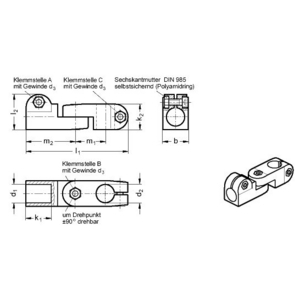 GN283-B12-B12-2-SW Gelenk-Klemmverbinder