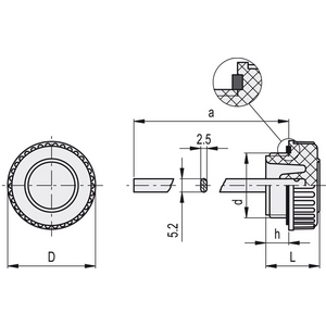57411 - TAPPO FILETTATO CON ASTINA DI LIVELLO DUROPLASTO TAPPI DI CHIUSURA T.240-3/4+A