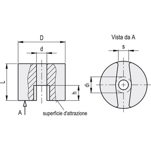 502811 - MAGNETE CILINDRICO FORO PASSANTE RMQ-AN-19