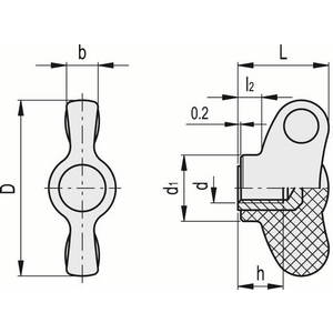 8601 - GALLETTO DI SERRAGGIO TECNOPOLIMERO BOCCOLA IN OTTONE FORO CIECO FILETTATO CWN.32 B-M5