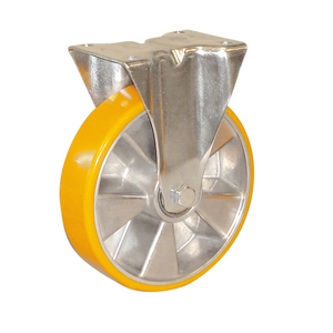 ROULETTE FIXE 150KG D.100MM AC. BAND.CAOUT 30MM MOYEU R.BILLES