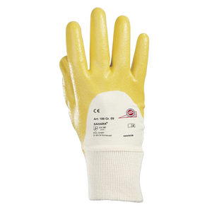 MONTAGEHANDSCHUH SAHARA 100 10 PP503300010, Nitril, gelb, 0,8 mm stark, Strickbund