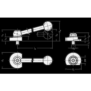 GN918.1-40-SK-L Spannriegel mit SECHSKANT, links