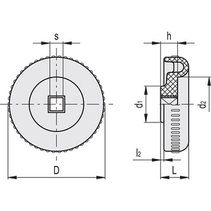 87011 - VOLANTINO DI SERRAGGIO ZIGRINATI DUROPLASTO FORO QUADRO VZ.42-6X6