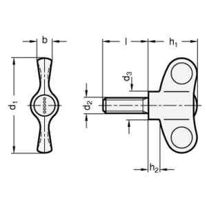 GN633.1-63-M10-20-DGR Elesa-Flügelschraube, Edelstahl, Kappe Grau