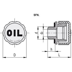 56231 - TAPPO SFIATO TECNOPOLIMERO CON FILTRO DâARIA CON DICITURA 'OIL' SFN.40-1+F