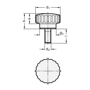 GN535-28-M8-16-PL Edelstahl-Rändelschraube, poliert