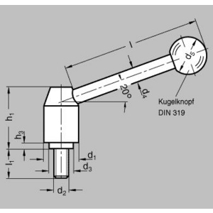 GN212.5-28-M12-50-E Spannhebel verstellbar schräg Edelstahl